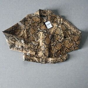 Forever 21 Brown Snake Print Leather Jacket